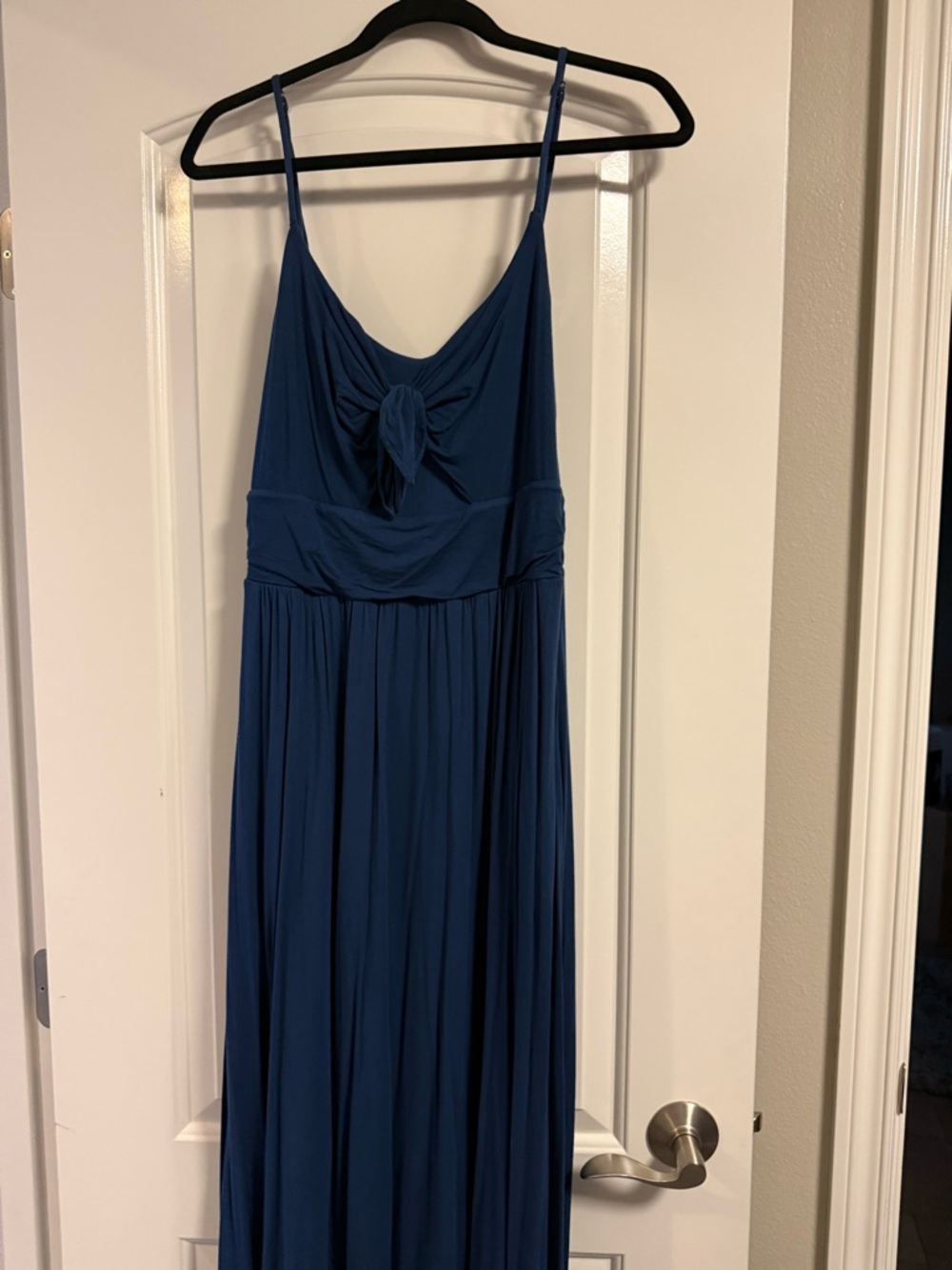 Anthropologie Deep Blue Spaghetti-Strap Maxi with Front Knot